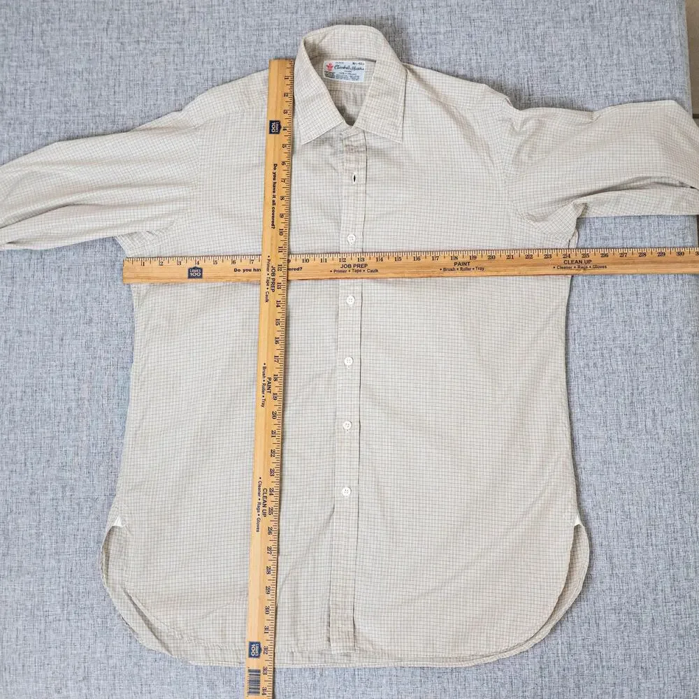 Turnbull & Asser Cotton Tan micro check Dress shirt size 16 1/2 - Picture 8 of 11